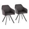 Lumisource Clubhouse Pleated Chair - Set of 2 PR CH-CLBP BK+CHA2